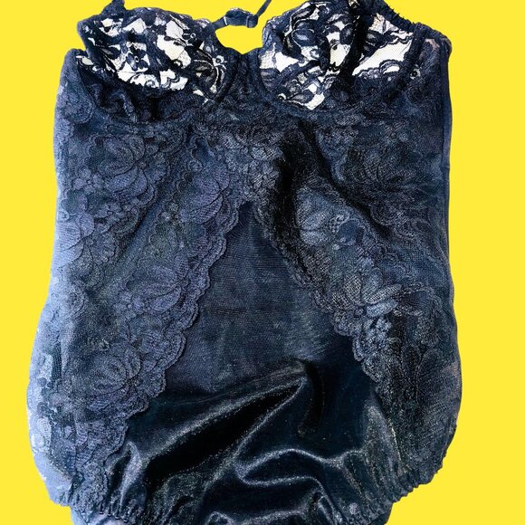 Vintage Dolores For Poirette Vtg 70's Black Lace Teddy Bodysuit ILGWU 34B NEW - Picture 7 of 16